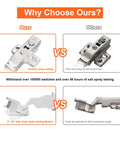 2 Pack Pro-Grade Full Overlay Frameless Soft-Close Cabinet Hinges For Concealed Kitchen Doors European-Style With Screws Clip-On Nickel Plated Finish Easy-Install, comparison image