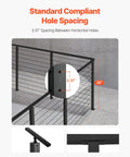 Corner Cable Railing Post With Ten L Shaped Holes Pre Drilled 36 By 2 By 2 Inches Stainless Steel Kit showing hole spacing