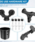 Kayak Track Mount Hardware Kit With Convertible Knobs, 1-1/2 Inch Bolts, Track Nuts, Cap Screws, Black for DIY Kayak Systems