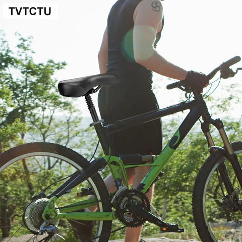 Adjustable Mountain Bike Suspension Seat Post Aluminum 300mm Length Fits 25.4mm 27.2mm 28.6mm 31.8mm 33.9mm installed on green MTB