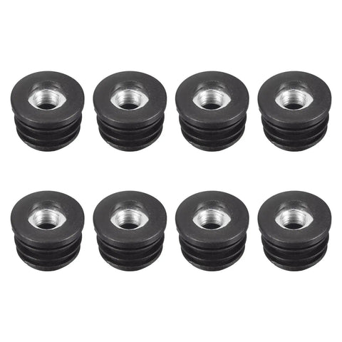 Round Tube Inserts With M8 Thread For 22mm Tubes Black Plastic Plugs Caster Inserts End Caps For Furniture Legs Chairs Desks DIY Projects Eight Pack Built Tough Easy Install No Fuss Leveling