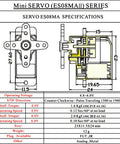 Diagram of Two Pack Emax ES08MAII 12g Analog RC Servo for AX24 1 24 Scale RC Crawler with specifications and dimensions.