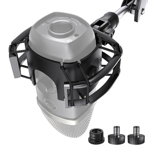 Shock Mount For Yeti X Microphone With 2026 Anti Vibration Suspension Clip And Cantilever Stand Adapter, close-up view with adapters