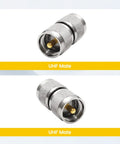Two Pack UHF PL259 Male To Male Coax Connectors For CB Ham Radios Antennas And Coax Cable Low Loss RF Adapters, top view