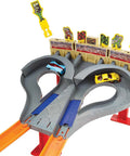 Super Speed Blastway Dual-Track Race Set With 1 64-Scale Car featuring side-by-side launchers and grandstand flags