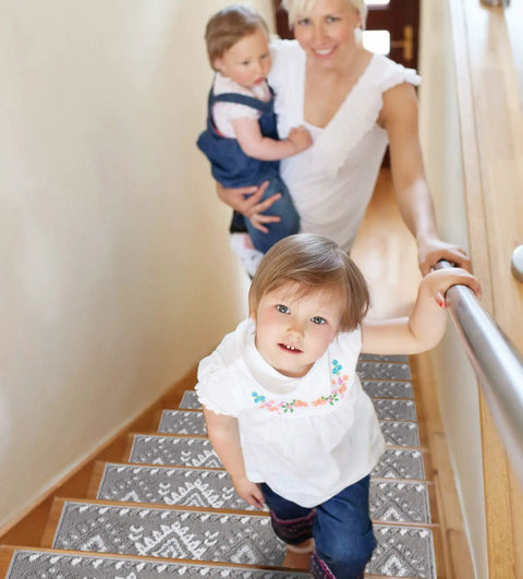 Non Slip Carpet Stair Treads For Wooden Steps Thick Grippy Patterned Self Adhesive Indoor Stair Treads To Prevent Slipping, Kid And Pet Friendly, Easy Install, Durable 13 Pack