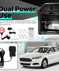 Upgraded LED Garage Parking Sensor Featuring Adjustable Red Yellow Green Warning Lights And Dual Power Car Stop Indicator showing dual power options with USB and battery setup.
