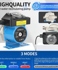 Instant Hot Water Recirculating Pump Kit For Tank Style Heaters Includes Two Upgraded Brass Sensor Valves That Deliver Nothing But Quick Flow Straight To Your Sink with customizable timer.