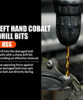 Left hand cobalt drill bits from Bolt Extractor Kit With Left Hand Drill Bits And Screw Extractors, drilling a bolt.