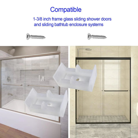 Clear Framed Sliding Shower Door Bumpers 2 Pack With Screws Elastic Plastic Rubber Stoppers For 1-3/8 Inch Frame Glass Shower Enclosures