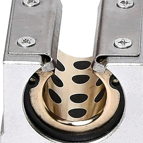Top Rated Joinpaya 2pcs Br20uu Linear Bearing Blocks With Oilless Graphite Bronze Bushings For Smooth Sbr20 Supported Slider Rail Carriage CNC Router Engraving Machine Upfits And Repairs close-up view of graphite bronze bushing.