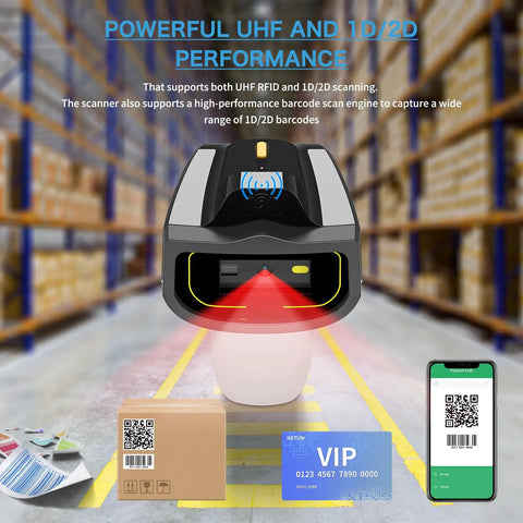 Wireless Hybrid RFID And 2D Barcode Scanner With UHF RFID Reader Bluetooth Scan For Retail And Hospitality Systems Boss Level Data Capture And Quick Mode Switching in warehouse