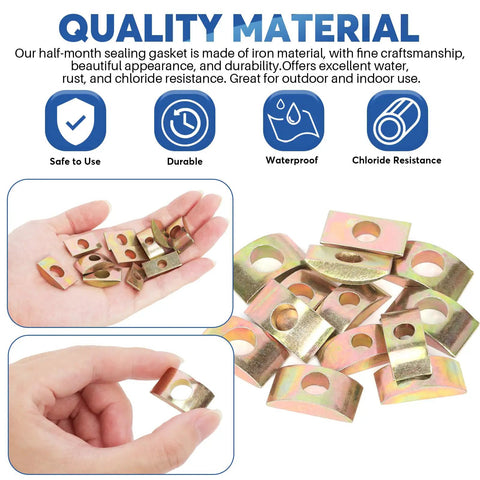 Half Moon Nuts And Washers Kit All In One 30 Piece Set M6 M8 M10 Solid Lock Washers and Heavy Duty Spacers in hand showcasing quality.