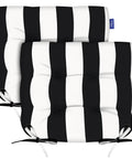 All Weather Wicker Chair Cushions Set Of 2 For Indoor Outdoor Use 19 By 19 Inches Black And White Water Repellent Fabric