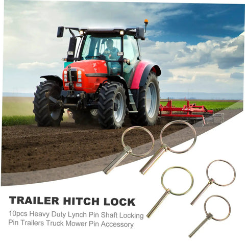 Beefy Heavy Duty Lynch Pin Fastener Set For Trailers Trucks And Mowers shown with tractor and plow on farmland