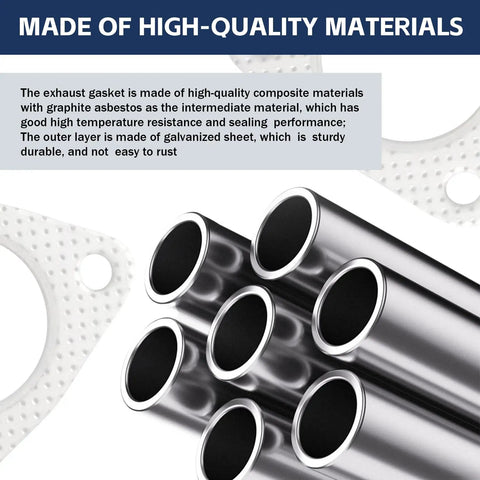 Image showing the Two Pack 2.48 Inch Car Exhaust Pipe Gasket With 3 Bolt Flange along with detailed material info
