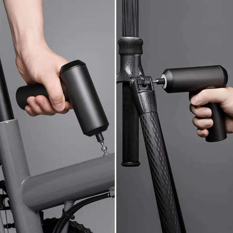 Cordless Screwdriver With USB C Charging, 3.6V 2000mAh Battery, Easy One Piece Body, 5 Nm Torque, All Metal Gearbox in use on bike parts