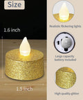 Battery Operated LED Tea Lights 24 Pack Gold Flameless Votive Tealights With Warm White Flickering Light size and features