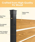 Detailed view of Two Panels Wood Privacy Screen For Garden And Patio 41 By 38 Inches with rust-free posts and heavy-duty wood.