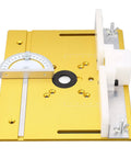 Gold precision router table insert plate with adjustable angle guide for Top Notch Aluminum Alloy Shank Router Bit Set.