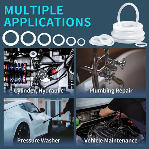 KEZE silicone O-ring and washer kit, 18 O-ring sizes and 14 washer sizes, clear silicone for plumbing and faucet seals