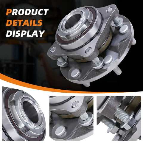 2WD Front Wheel Bearing Hub Assembly Fits Toyota 4Runner 2003 To 2019, FJ Cruiser 2007 To 2009, And Toyota Tacoma 2005 To 2019, Two Pack 950004 Wheel Bearing Hub Direct Fit Replacement For Easy Install, showcasing detailed components and design in close-up views.