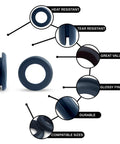 180 Pcs Rubber Grommets Kit In Eight Sizes For DIY Auto Wiring And Cable Protection Drill Hole Sizes One Quarter Inch Through One Inch Premium Flexible Rubber Grommets Assorted Set showing features like heat and tear resistance, glossy finish, and durability.