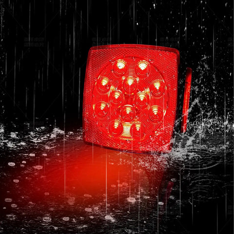 LED Trailer Light Kit 12V Submersible Tail Marker Lights With Wiring Harness illuminated in rain for Boat Car Truck RV Utility Snowmobile Stop Turn Reverse DOT Certified Road Ready