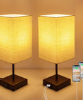 Pair Of Touch Lamps With USB Port And Outlet, 3 Way Dimmable Bedside Lamps For Nightstands, Bedrooms, Living Room And Home Office, LED Bulbs Included For Cozy Mood Lighting with charging phones