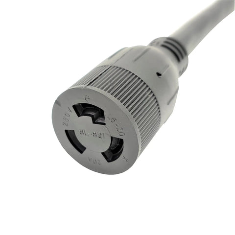Close-up of Power Adapter Cord For Generator L14-30P To L6-20R 4 Prong 30 Amp Twist Lock Plug To Receptacle 250V 5000W Heavy Duty
