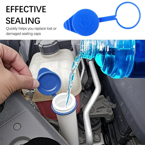 Windshield Washer Fluid Cap Replacement For Ford Focus 2012-2018, OEM KT1Z17632A CP9Z-17A605-A being installed on reservoir