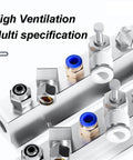 Heavy Duty T Type Aluminum Air Hose Inline Manifold Block Splitter For Standard And High Ventilation Pneumatic Systems 5 Way 7 Port Fitting