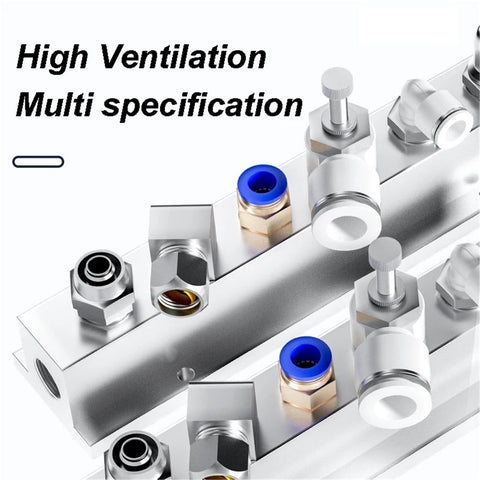 Heavy Duty T Type Aluminum Air Hose Inline Manifold Block Splitter For Standard And High Ventilation Pneumatic Systems 5 Way 7 Port Fitting