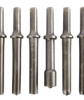 Set of 6 heads from Heavy Duty Pneumatic Air Rivet Hammer Kit With 7 Pieces Smoothing Chisels, steel construction, for rivets