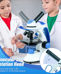 Children using Kids Microscope Kit With 40X To 2000X Magnification, 3 Eyepieces, LED Illumination, Binocular 360 Rotation Head