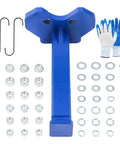 Universal Wheel Hub Removal Tool Kit With Hub Shocker for 5, 6, and 8 Lug Hubs; includes blue shocker, nuts, hooks, and gloves.