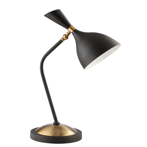 Dope Retro Mid Century LED Table Lamp With Adjustable Task Light, Black Iron Shade, Black And Gold Finish, ETL Listed JYL9065A