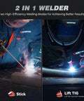 Powerful 220 Amp Stick Welder With Large 3.2 Inch LED Display, Dual Voltage 110V/220V MMA Welder, Synergic Arc TIG Control in use