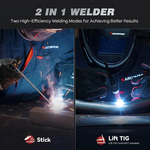 Powerful 220 Amp Stick Welder With Large 3.2 Inch LED Display, Dual Voltage 110V/220V MMA Welder, Synergic Arc TIG Control in use
