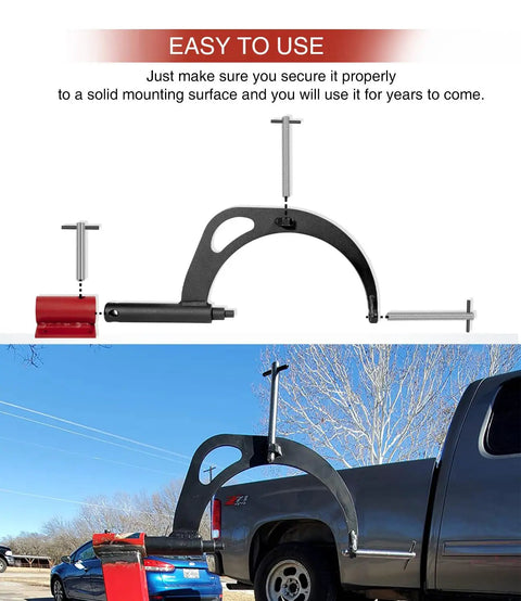 Universal Transmission Holding Fixture With Base For Rebuilding GM Transmissions 375 400 425 475 700-R4 4L60E 4L80E And Related Models Built Tough Transmission Holder Stand, shown mounted outdoors on a truck bed for demonstration.