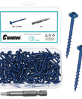 101 Piece Pocket Hole Screws Kit With Square Drive For Exterior Wood Projects, Pro Grade Eight By One And Half Inch, Blue Coated