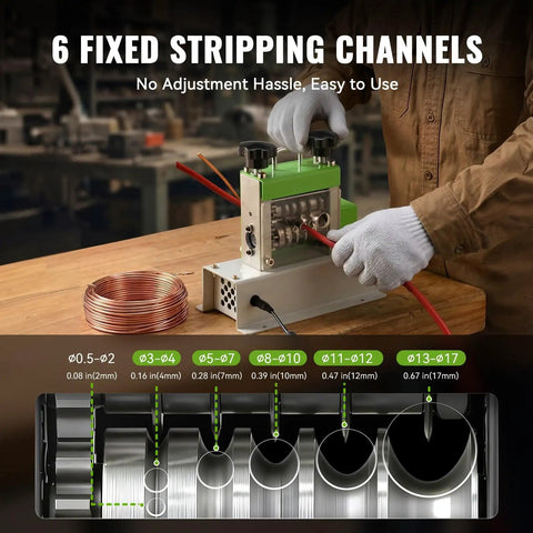 Automatic Electric Wire Stripping Machine For Leftover Cable Recycling with 6 Channel 5 Blade System and 35W All Copper Motor