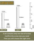 Rock Solid Number 9 X 3 Inch Flat Head Phillips Wood Screws 300 Piece Pack size comparison and specifications display.