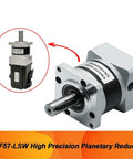 Premium High Precision Planetary Gearbox And Speed Reducer Built For Nema23 57 Stepper Motors With 8mm Input And 14mm Output from side view.