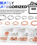88 Piece Aluminum and Copper Oil Plug Washer Kit With 11 Sizes for M10 M12 M14 M16 M18 Car Drain Plugs Sealing Gasket Set