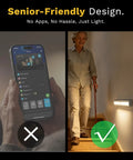 6 Pack Motion Sensor Lights For Closets And Stairs, 10 LED Battery Operated Night Lights showing ease for elderly on stairs