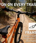 Rider on 24 Inch Kids Mountain Bike With Front Suspension Fork 6 Speed Gears Built To Last Steel Frame Ergonomic Foam Saddle