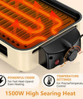 Smokeless Electric Indoor Grill 1500W 2 In 1 With Nonstick Removable Grill And Griddle Plate Temperature Control close-up