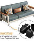 Heavy Duty Bed Riser Set 3 Inch Elevates Beds Couches Desks Sofas And Bunk Posts 4 Pack For Extra Storage And Space Saving In Small Rooms Dorms And Apartments shown raising a sofa with additional storage space underneath