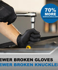 Heavy Duty Black Nitrile Work Gloves For Trades Pros Featuring Serious Textured Grip and Powder Free Latex Free Industrial Grade Protection Tough As Nails For Mechanics And Real Gritty Job Sites Daily during mechanical work.
